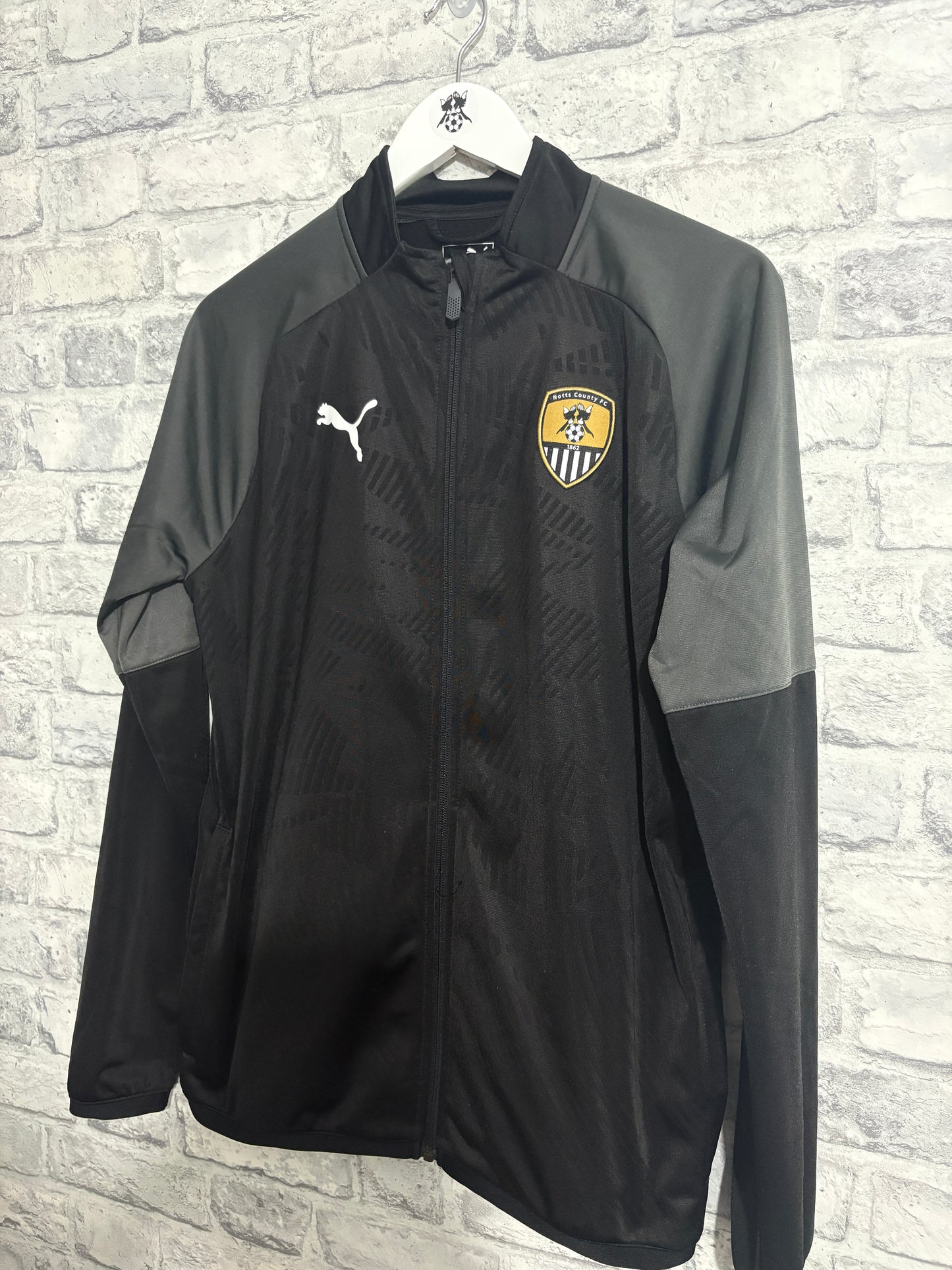 Notts County Puma Tracksuit Top Black Medium