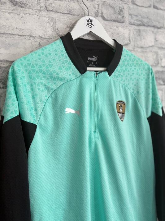 Notts County Puma 1/4 Zip Sweatshirt Mint Green Large