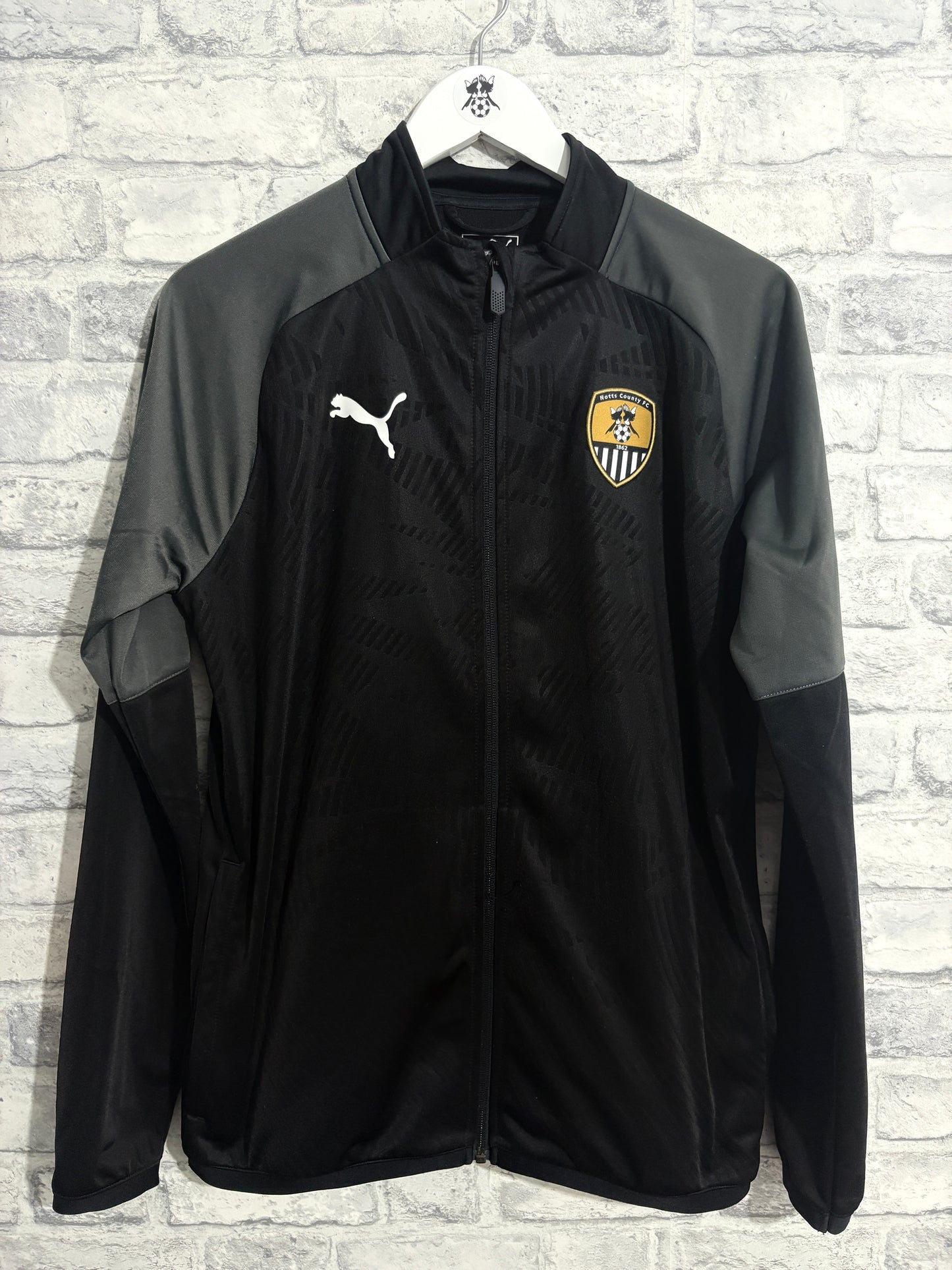 Notts County Puma Tracksuit Top Black Medium