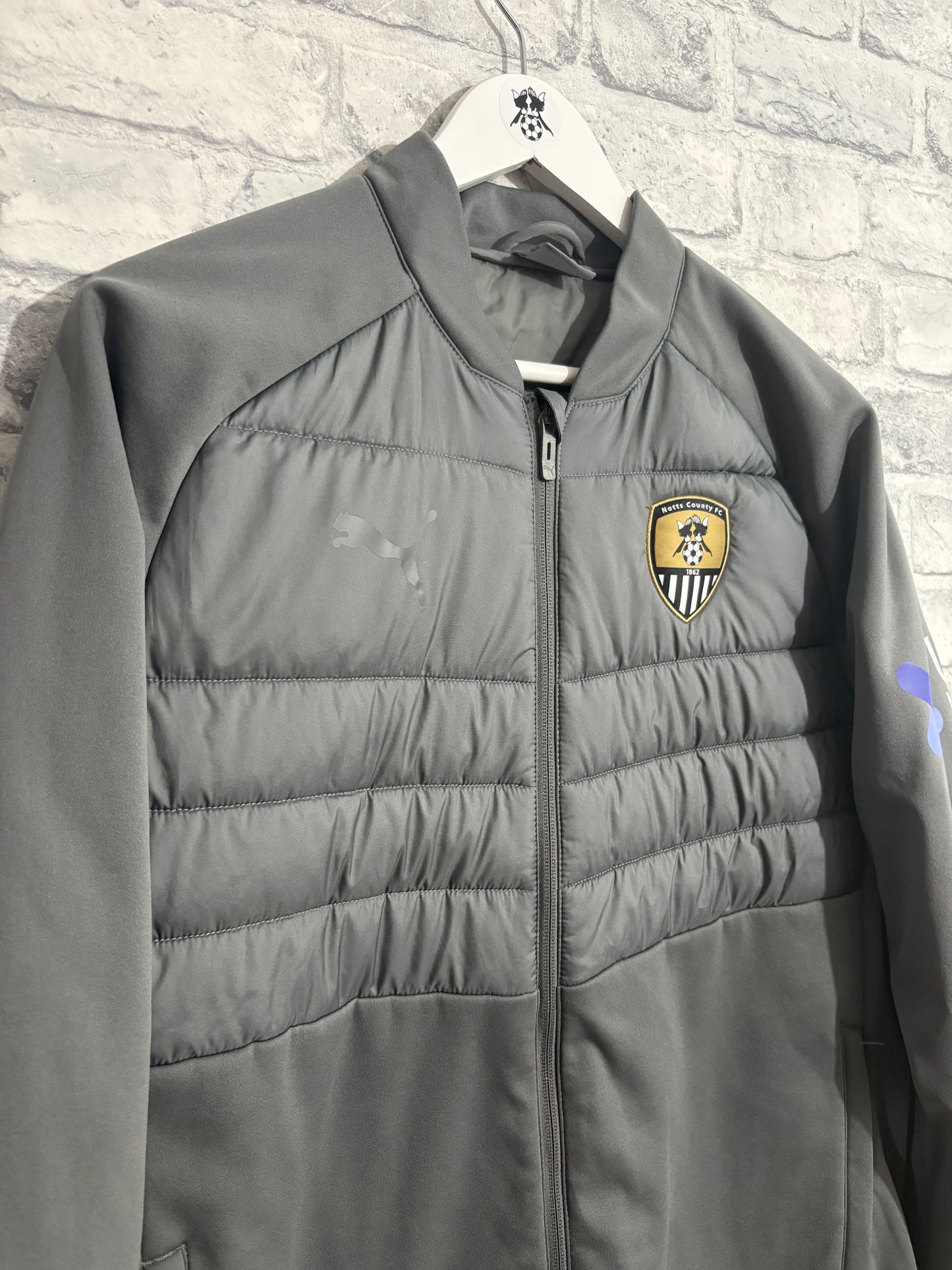 Notts County Puma Hybrid Jacket Coat Grey Medium
