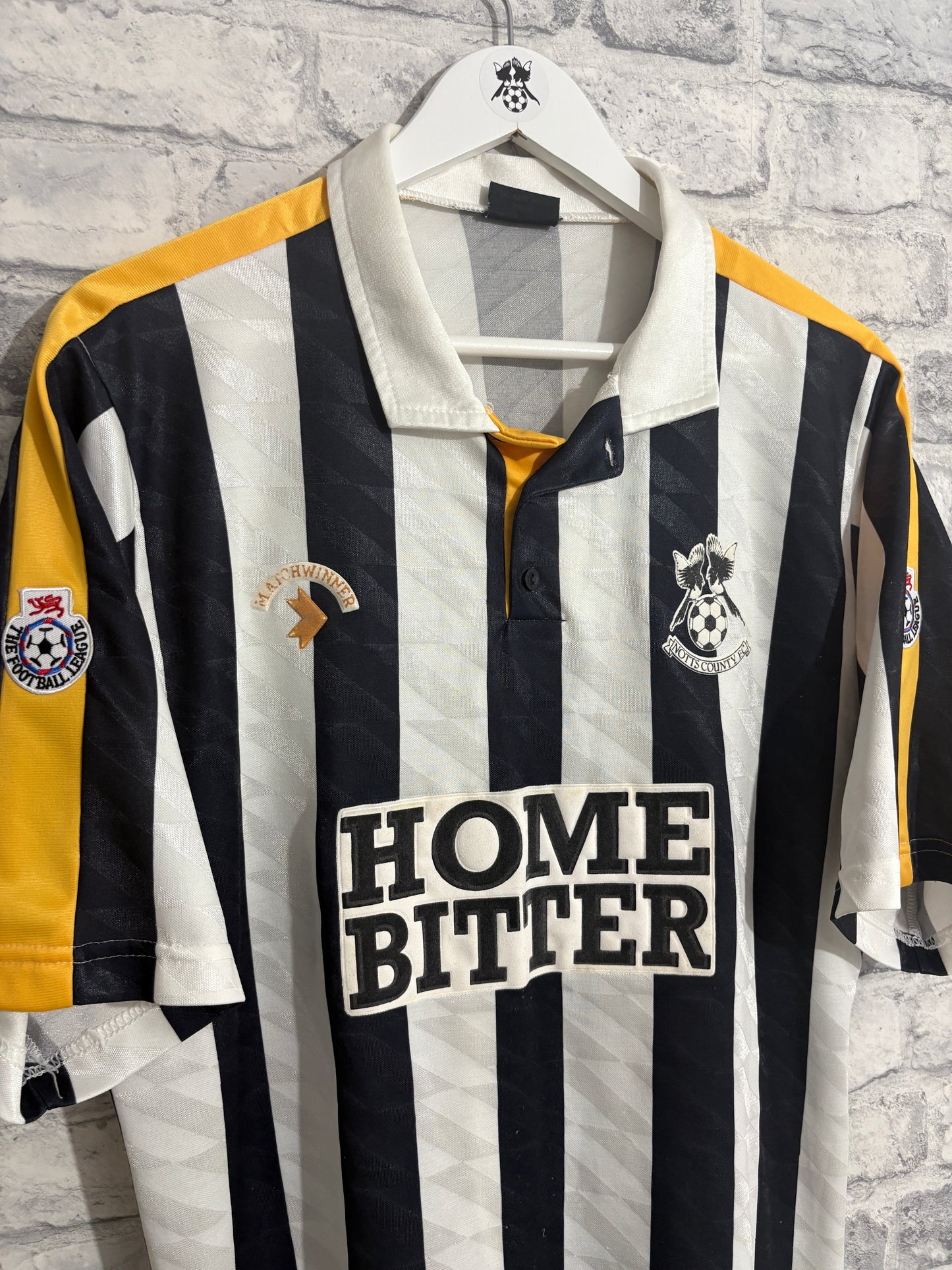 Notts County Home Shirt 1989 / 1991 Large + Patches