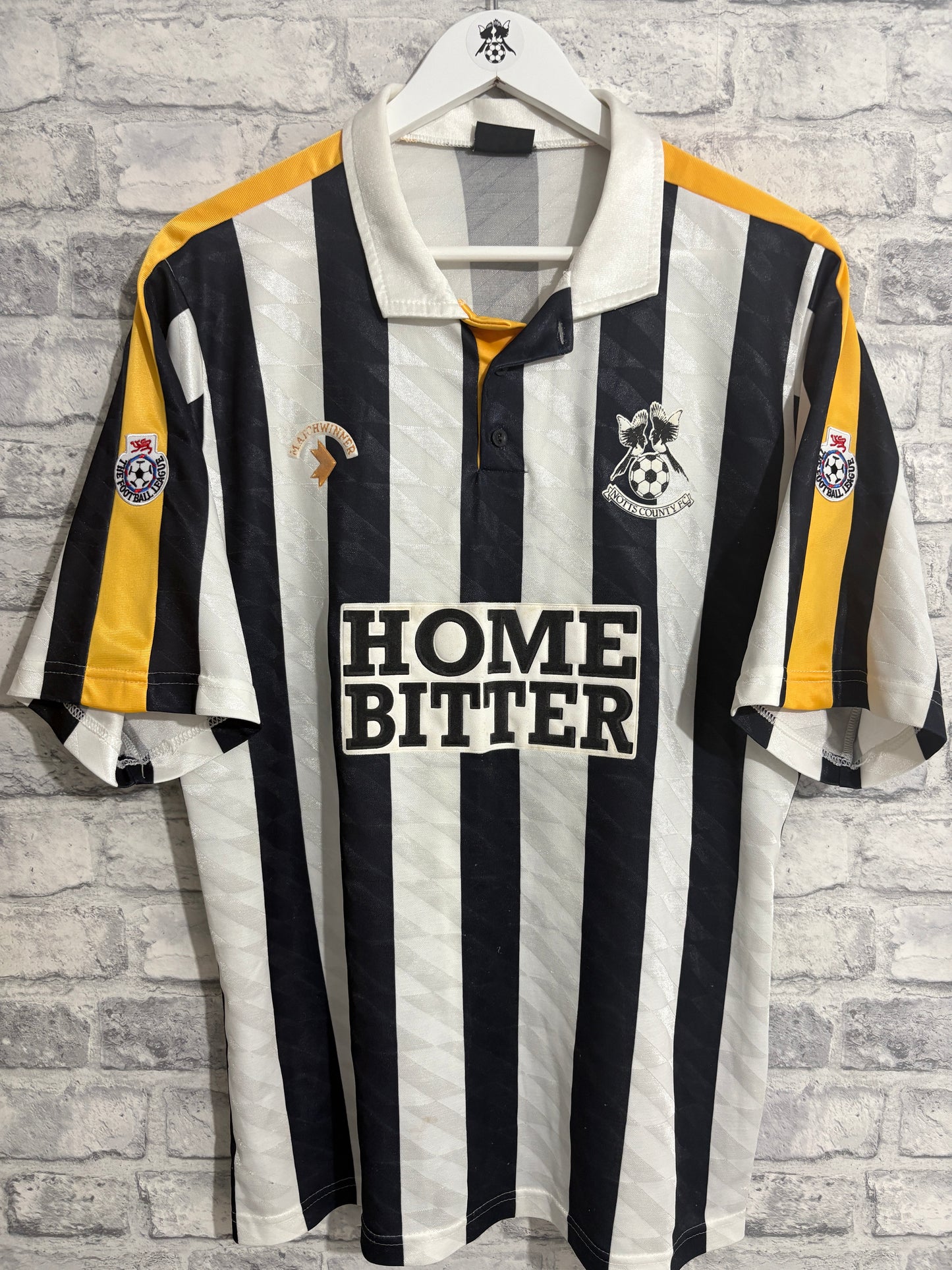 Notts County Home Shirt 1989 / 1991 Large + Patches
