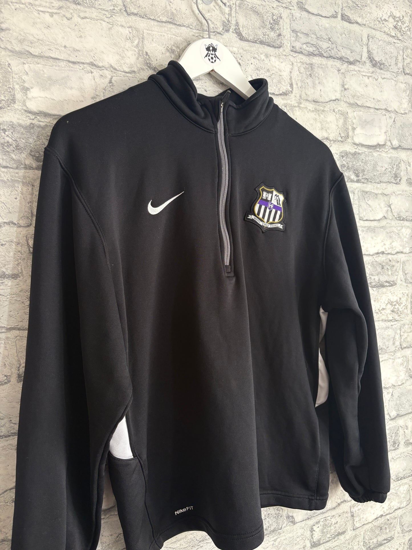 Notts County Nike 1/4 Zip Sweat Top Black Medium