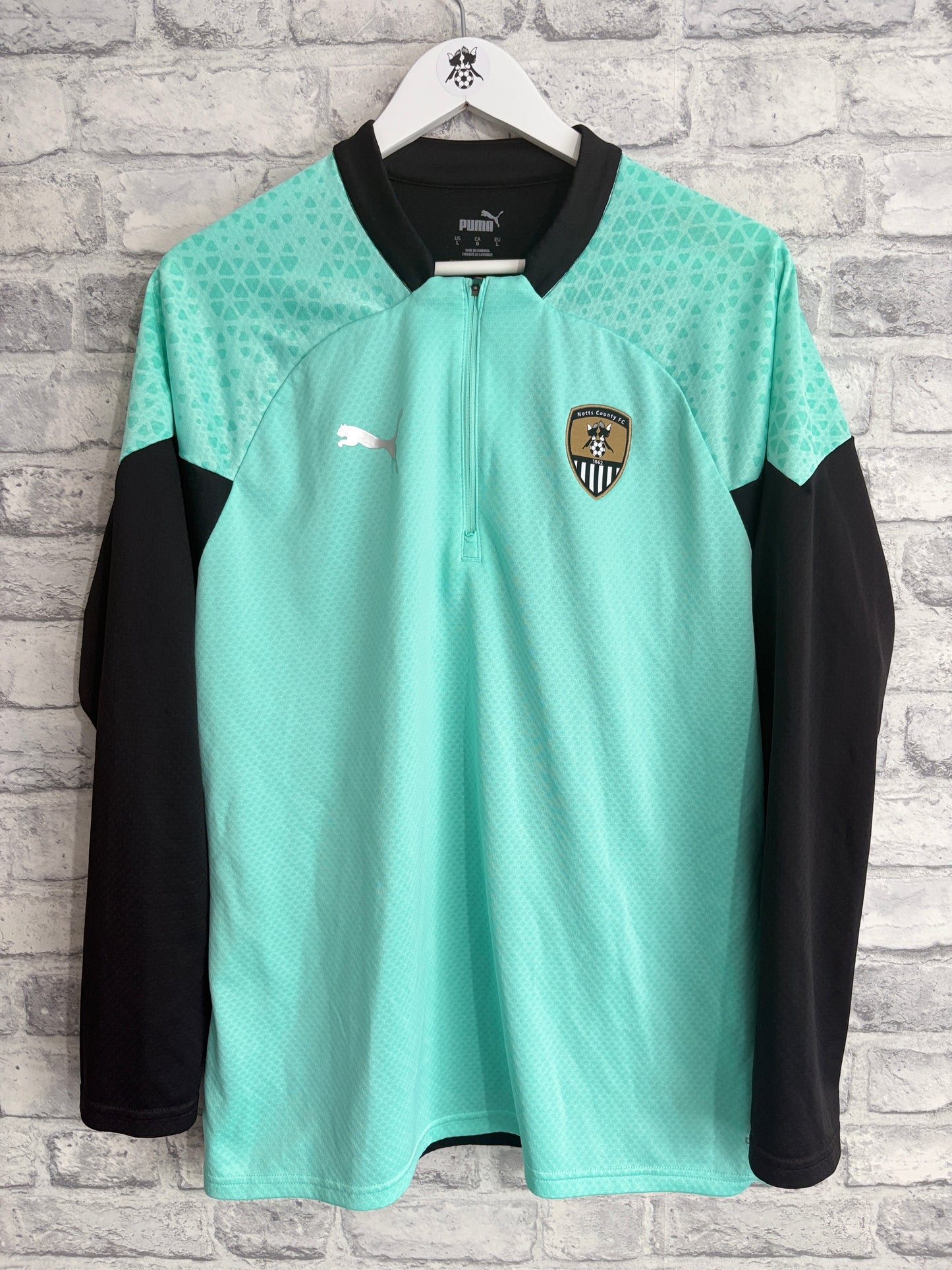 Notts County Puma 1/4 Zip Sweatshirt Mint Green Large