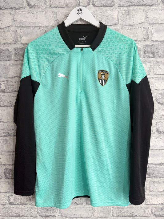 Notts County Puma 1/4 Zip Sweatshirt Mint Green Large