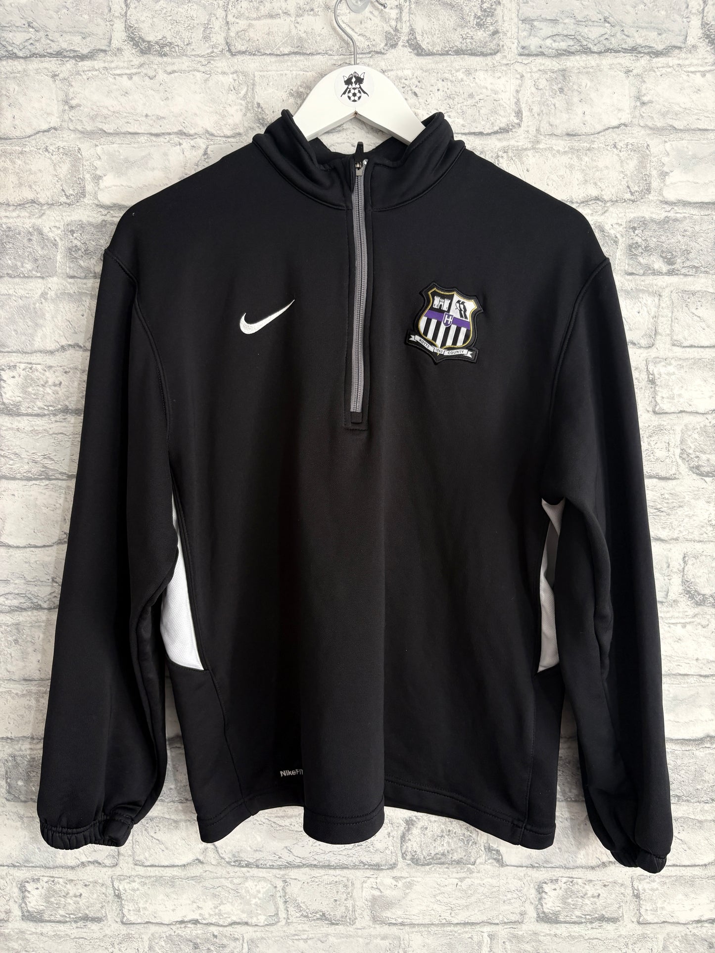 Notts County Nike 1/4 Zip Sweat Top Black Medium