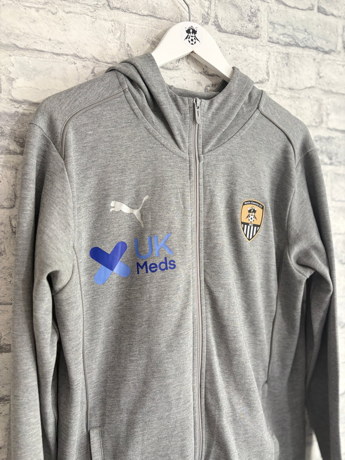 Notts County Puma Hoodie Sweatshirt Grey Medium